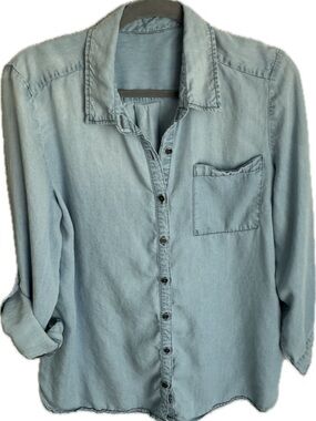 Natural Reflections Chambray Button Down Shirt XL Lyocell Soft Denim Look
